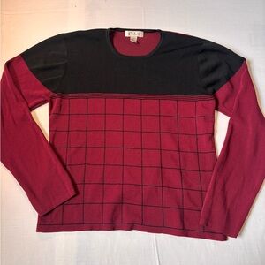 True Vintage 80’s Red and Black Grid Sweater
